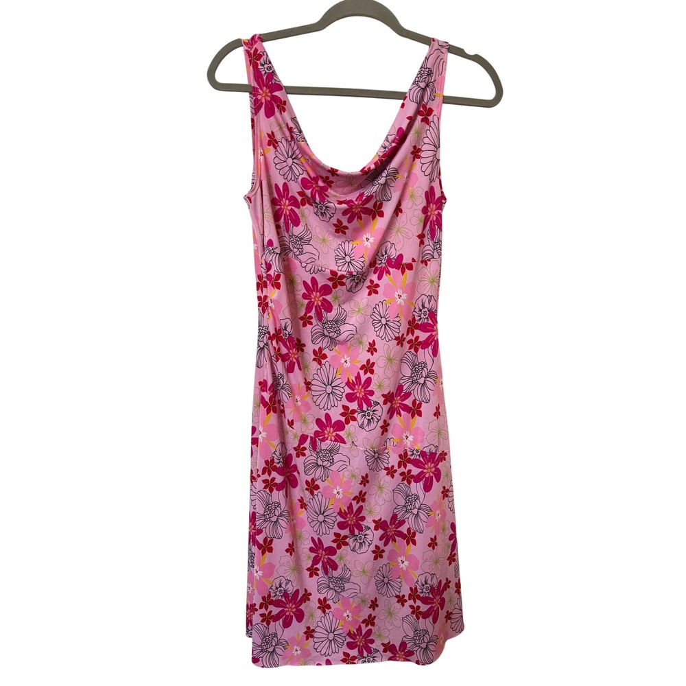 Y2K Capucino Pink Floral Cowl Neck Midi Dress Sleeveless 90s Summer Sheath